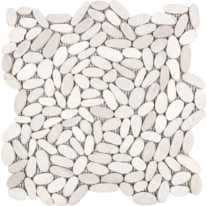 White Sliced Matte Pebble Interlocking - stone tile